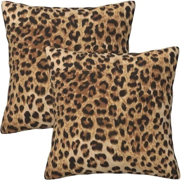 Leopard Kuddfodral 45x45 cm Soffkuddfodral Set om 2 Moderna Dekorativa Fyrkantiga Prydnadskuddar för Hem Vardagsrum Sovrum Sängkudde