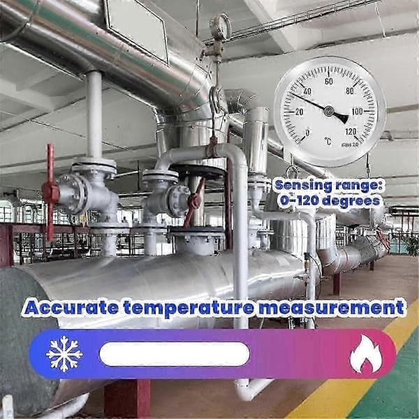 3 stk. kontakttermometer i rustfritt stål for nøyaktig temperaturovervåking av varmtvannsrør 63