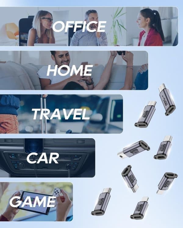 5-pack USB-adapterkit – Typ-C & Micro till Lightning, Mini & Typ-C – Kompatibel med Android/iOS-enheter