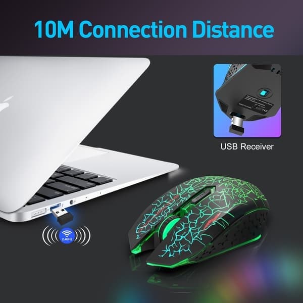 Ny trådlös mus bärbar tyst ljusemitterande mus med USB