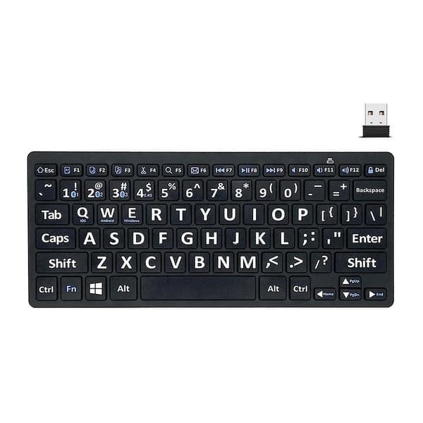 2.4G trådløst tastatur 78 taster stor tekst til ældre stationær computer bærbar computer