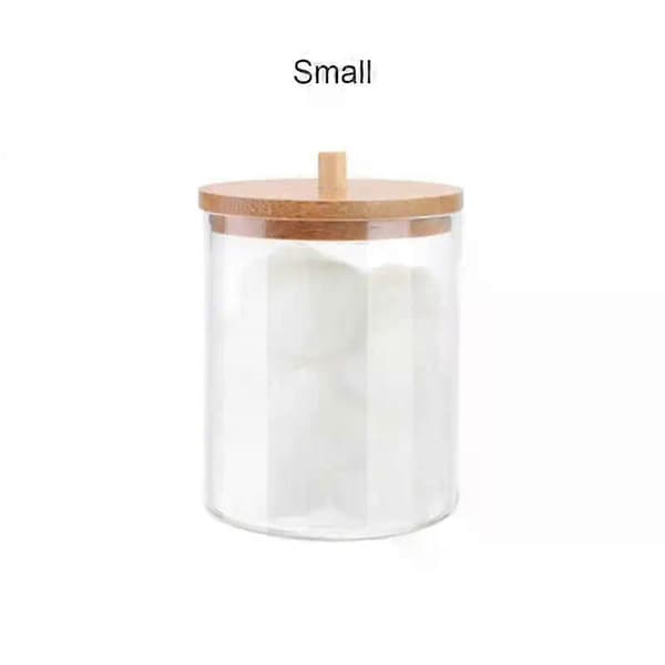 Akryl Förvaringslåda Badrum Burk Smink Organizer Bomullsrondellhållare Bomullspinne Låda Qtip Hållare Dispenser med Bambulock Style E