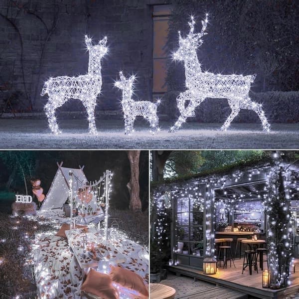 Solcellsslinga Utomhus Trädgård, 5M50LED Solcellsdriven Ljusslinga Vattentät, 8 Lägen Koppartråd Solcellsdriven Dekorativ Belysning Kall Cold White