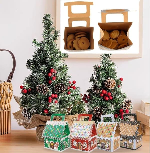 20 husformade julgodisaskar i papper - Kreativa julklappsaskar för julfestdekorationer