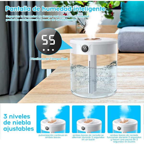 Luftfukter, 2L soveromsluftfukter, mini luftfukterdiffuser og nattlys for baby og planter