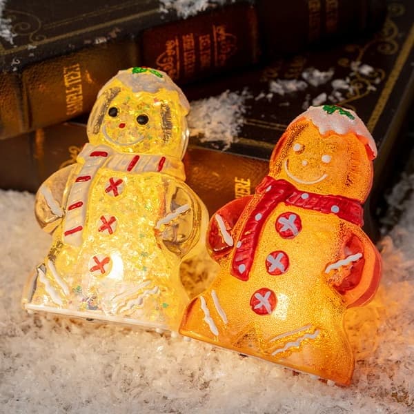 4-delt julelysdekorasjonssett: Søte pepperkakemenn og snømannpynt – Perfekt julegave