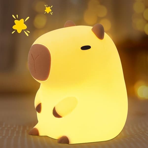 Nattlys Kapybara - Bedårende LED-lampe i silikon med dimmefunksjon og timer, gave til kvinner, tenåringsjenter, babyer og barn