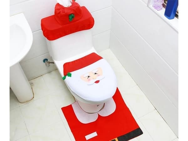Julebadeværelsesmåttesæt - Badeværelses-/toiletmåtte - 3 dele