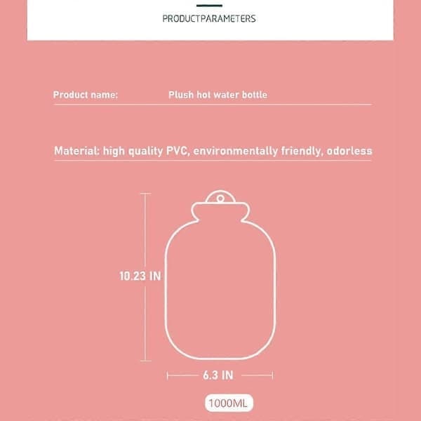 Varmeflaske tegneserie plysj bærbar mini 1000ML-rosa
