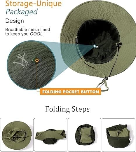 Vattentät solhatt UPF 50+ Bucket Hat UV-skydd Armégrön Army Green