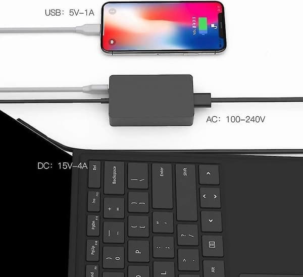Til Surface Book Oplader, 15v 4a 65w Surface Pro Oplader Strøm, Kompatibel med Microsoft Surface Book Surface Laptop Surface Pro 7 6 5