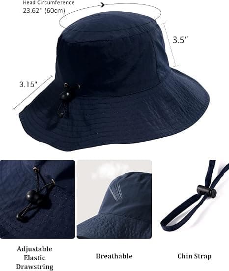 Vanntett solhatt UPF 53+ bøttehatt UV-beskyttelse marineblå Navy Blue