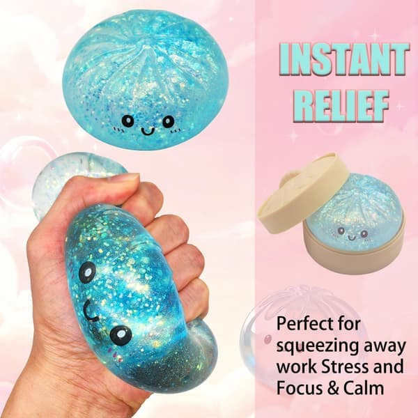 Sällsynt Sugar Dumpling Squishy Mystery Box, Glitter Bao Bun Klämleksak, Stressavlastande Leksak (Lila)