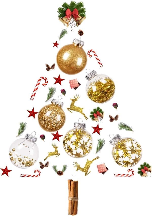 30 stykker juletræskugler, 5 stilarter guld jul