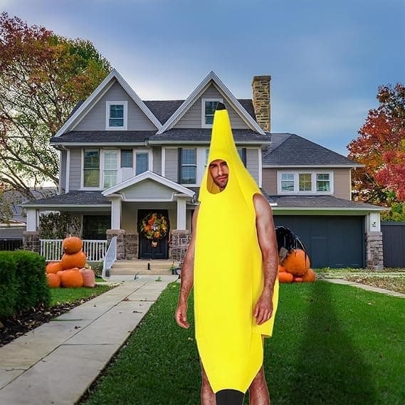 Banankostume til voksne og børn, simpelt gruppekostume til Halloween- og julefester