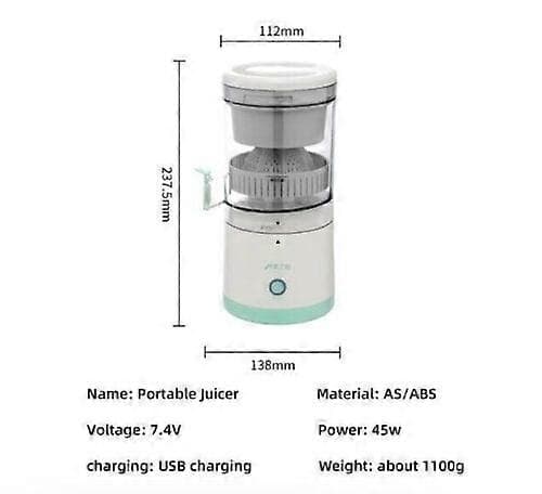 Automatisk separationsjuicer, trådlös bärbar juicemaskin Light Green 3.7v