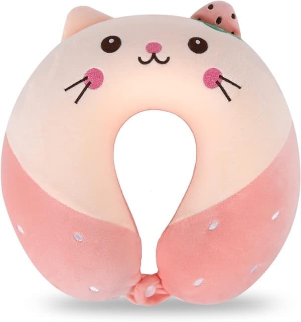 Resekudde Tecknad Djur Nackstödskudde Memory Foam Nackkudde U-formad Elasticitet Barn Resekudde Bärbar (Katt)
