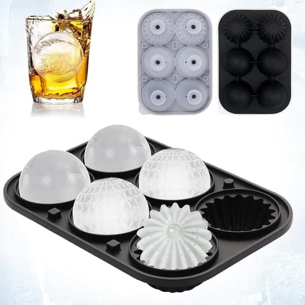 Isbitform, 6 isbiter, gjenbrukbar silikonform, for avkjølte drinker, whisky, cocktailer og vin