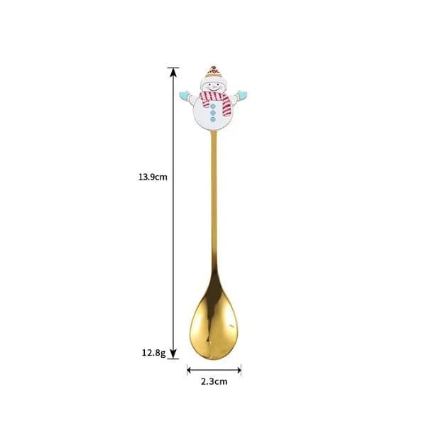 Julekaffeskjeer, sett med 4 gull dessert- og teskjeer, 304 rustfritt stål