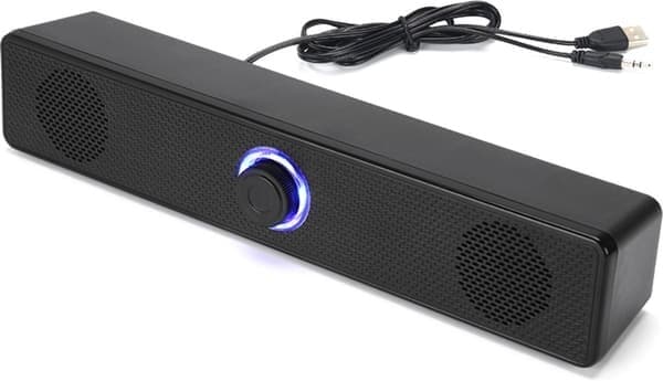 Høyttaler - USB-lydplanke - Kablet kontroll - For datamaskin - Stereolyd - For arbeid og lek - Ingen Bluetooth - Svart - Langformat - 1 stk