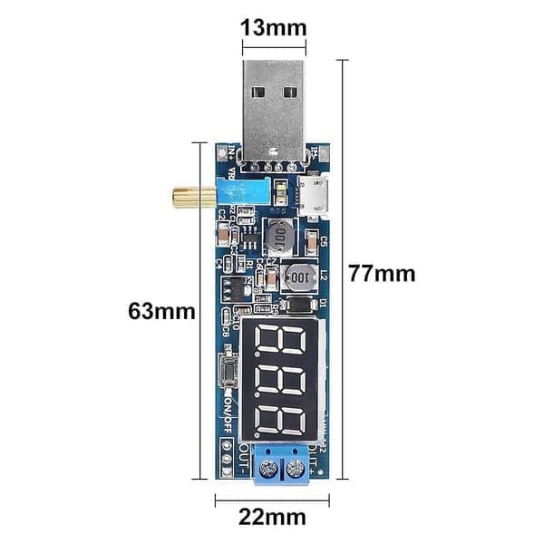 6 kpl USB Buck Boost -muunnin 3,5V-12V - 1,2V-24V DC-DC Step Up -virtalähdemoduuli jännitteensäätö