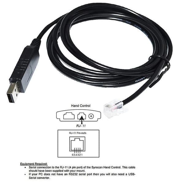 USB till RJ11 RJ12 6P4C-adapter seriell kontrollkabel EQMOD-kabel för - montera PC för handkontrollkabel