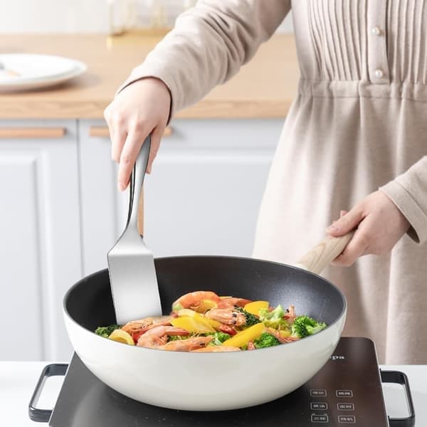 2-delat köksspatelset i rostfritt stål, grillspatel, stekspatel, stekspatel + oljesil