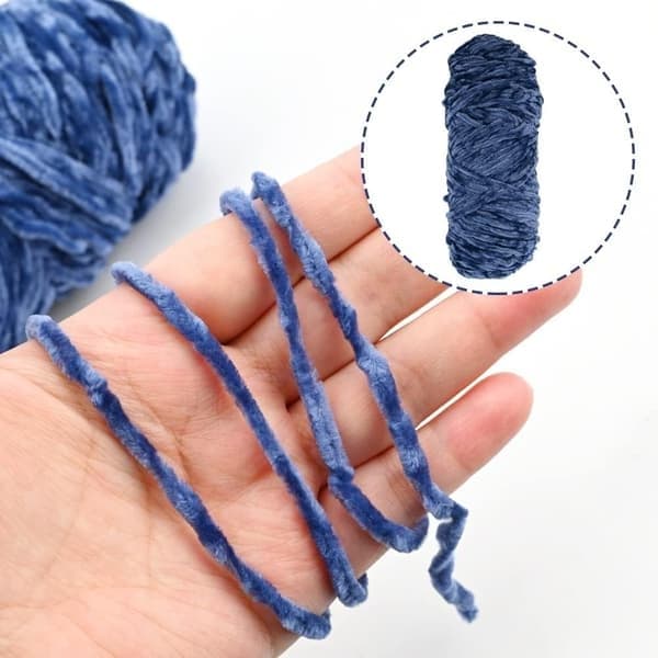 Strikkegarn til strikning og hækling 5 x 95g, chenillegarn, til garnprojekter blue gray
