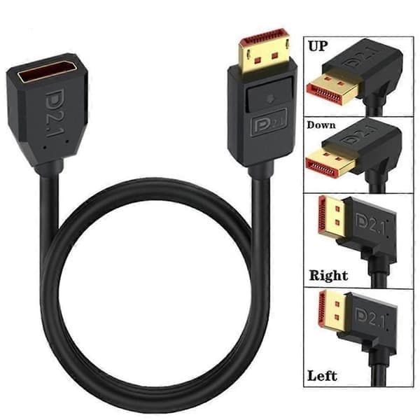 50 cm DP2.1 uros-naaras-adapterikaapeli 54 Gbps 16K 30 Hz DisplayPort-jatkokaapeli