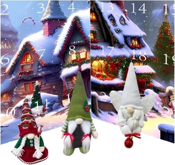 Julemands-julekalender, julekalender, 24-dages julekalender med samle-julemandsdukker
