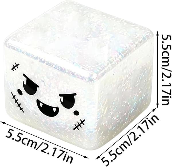 Halloween Spøgelse Glitter Slow Rise Squishy Terning Blødt Gummi Stresslegetøj Skrivebordsdekoration Festgave Sølv silver