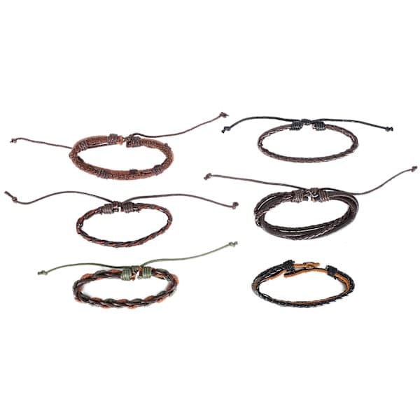6-pak Herre DIY Mode Vævet Armbånd Retro Multilayer Armbånd Smykketilbehør