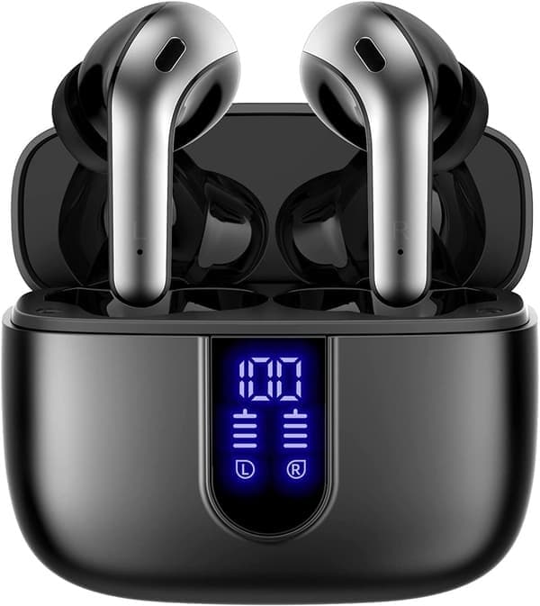 Bluetooth-hörlurar True Wireless Earbuds Power Display-hörlurar med trådlöst laddningsfodral svart black