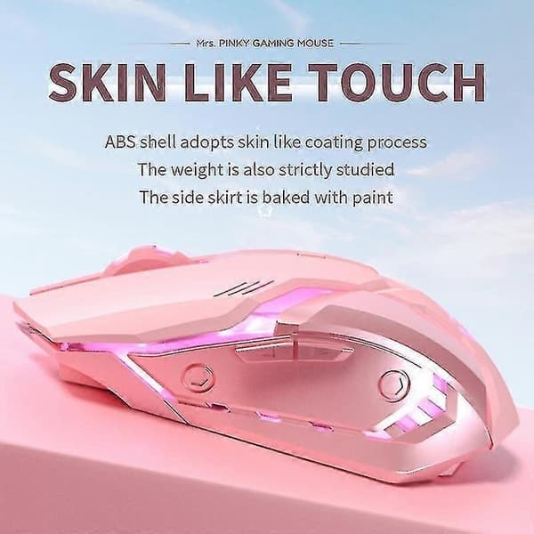 1 stk. trådløs Bluetooth-mus sød lyserød lydløs genopladelig gamingmus