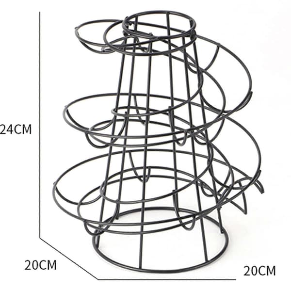 Eggdispenserstativ Spiraldesign Metall Egg Skelter Frittstående Tråd Kylling Egg Oppbevaringsorganisator Displayholder Svart