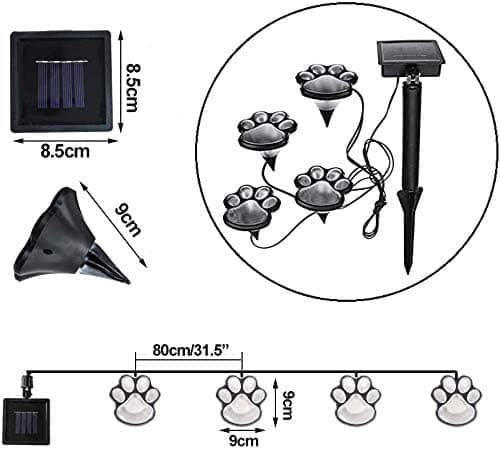 Solar utendørslys med potetrykk, vanntett solar utendørslys for hund