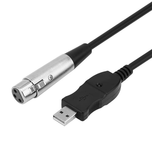 USB han til XLR hun mikrofon studie lydlinkkabeladapter sort