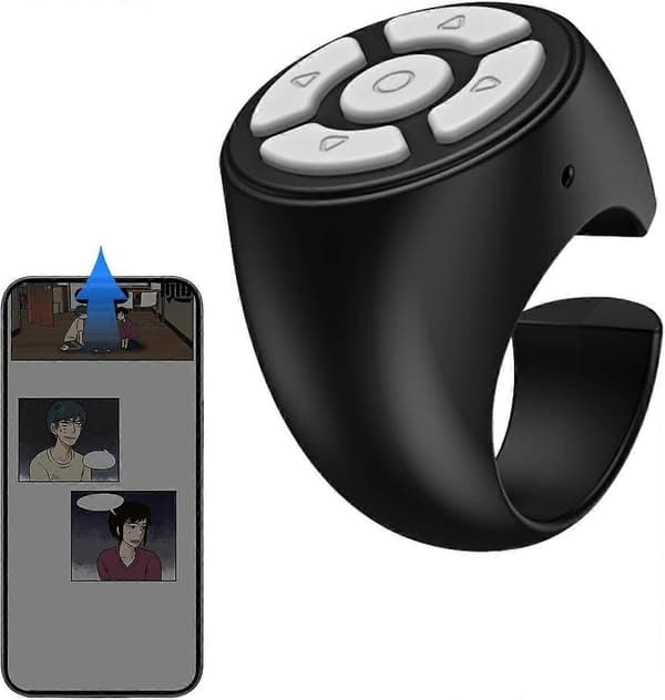 Trådløs Bluetooth-fjernkontroll for fingertupp, fjernkontroll for rulling av sidevender 2025 Ny Remote Control White