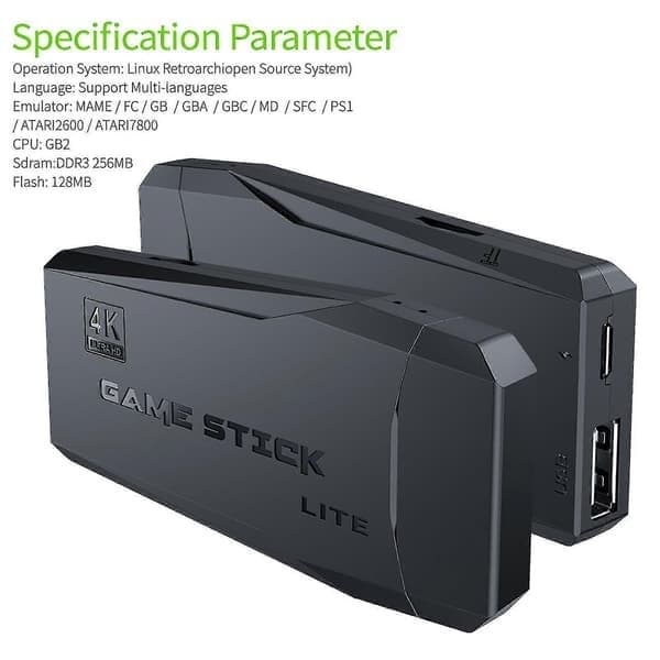 20.000+ 4K HDMI TV Spillekonsol til Retro Spil med 2 Trådløse Controllere 4k Game Stick