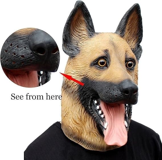 Halloween Kostymefest Latexmaske Dyrehode Tysk Schäferhund
