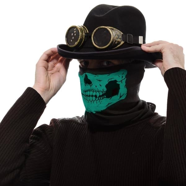 Skelettmask / Halsduk / Sjal | Halloween - Skelettmask Grön