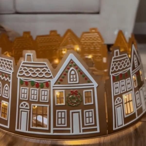 Julgransmatta / Julgransfot – LED juldekoration för hem och pepparkakshus