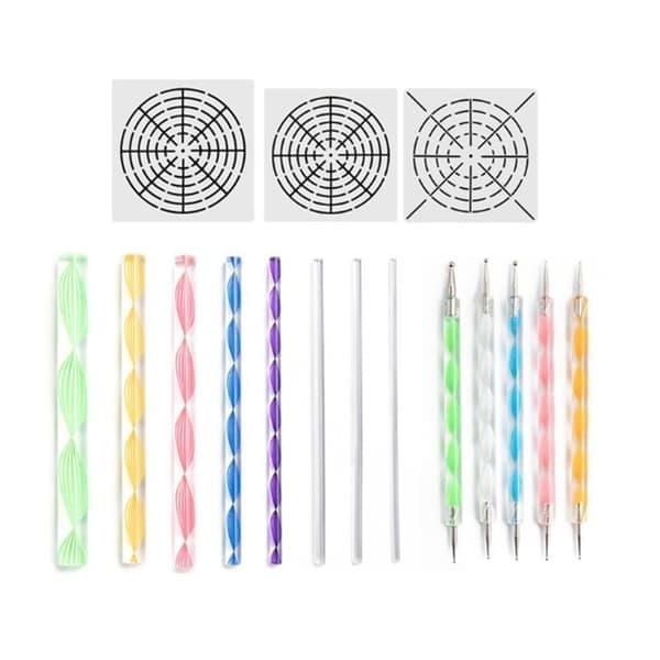 Mandala Dotting Tool Kits til maling af sten, keramik, akrylstave, skulptur, stencilpen & stencil & malerbakke & pensler