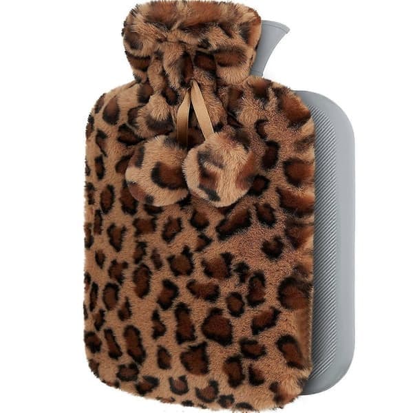 Kuumavesipullo pehmeällä premium-päällisellä 2L Leopardinruskea