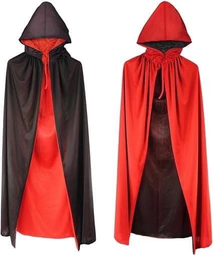 Halloween kappe med hætte Vampyrkappe, til voksne/børn Dobbeltsidet rød sort kappe med hætte, Størrelse 105cm