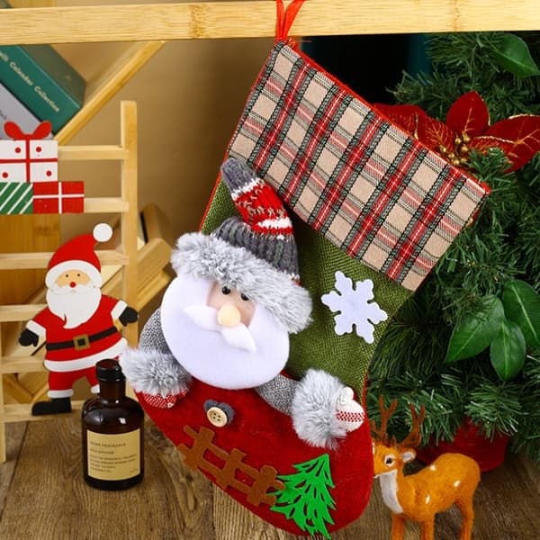 3-pack julstrumpor set tomte/snögubbe/renstrumpor stora julstrumpor bondgård jul
