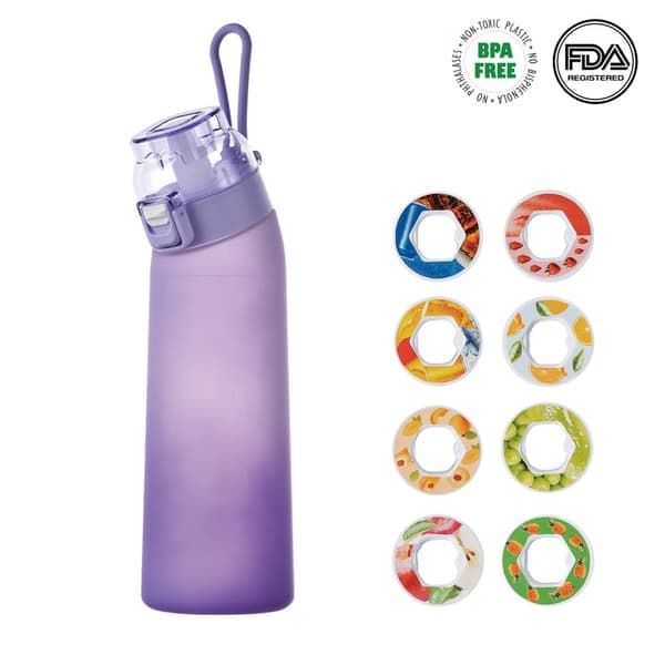 Air-Up Vattenflaska 700ml – 8 Smakkapslar | Sockerfri & Aromatisk | Gradient med Sugrör purple