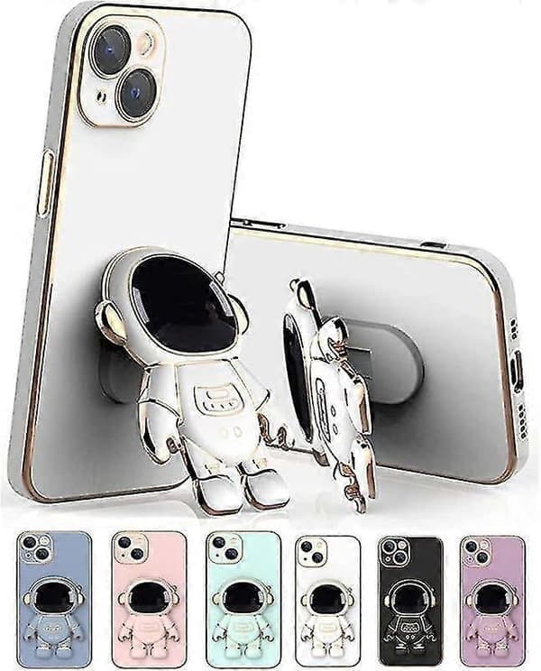 Sammenleggbart Astronaut-stativdeksel kompatibelt med iPhone 12 Pro Max/12 Pro/12, galvanisert TPU beskyttende skall