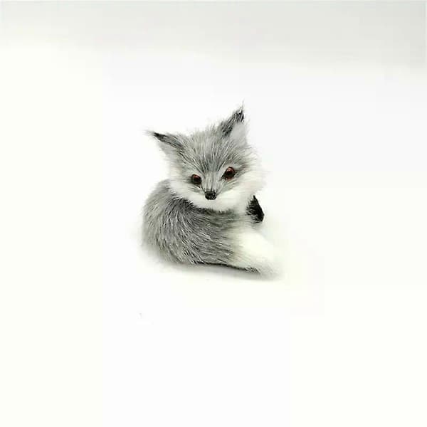 Mini hukande rävmodell söt simuleringsrävleksak heminredning bröllopsfödelsedagspresent fyllda plyschleksaker Gray No. 4