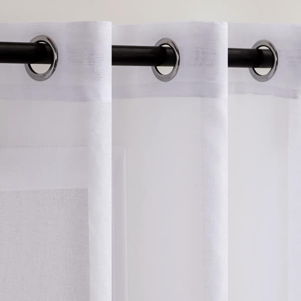 Set med 2 gardiner 140x260 cm Vit Öljett Voile Halvtransparenta Inomhusgardiner för Sovrum Vardagsrum Hem